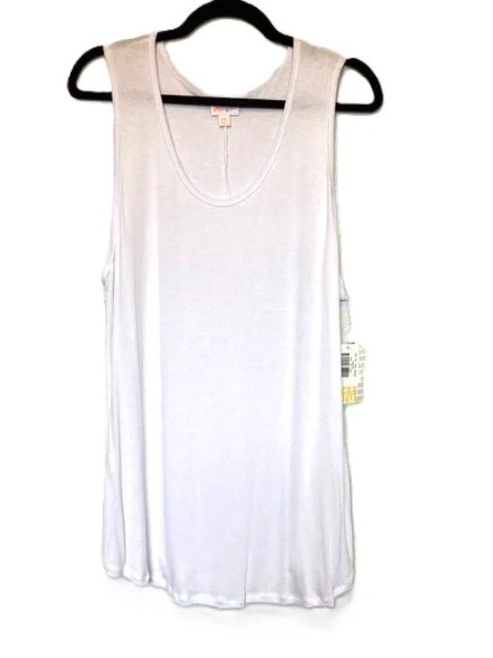 LuLaRoe Tunic Tank Top Size 3XL Solid White Ribbed Sleeveless Flowy